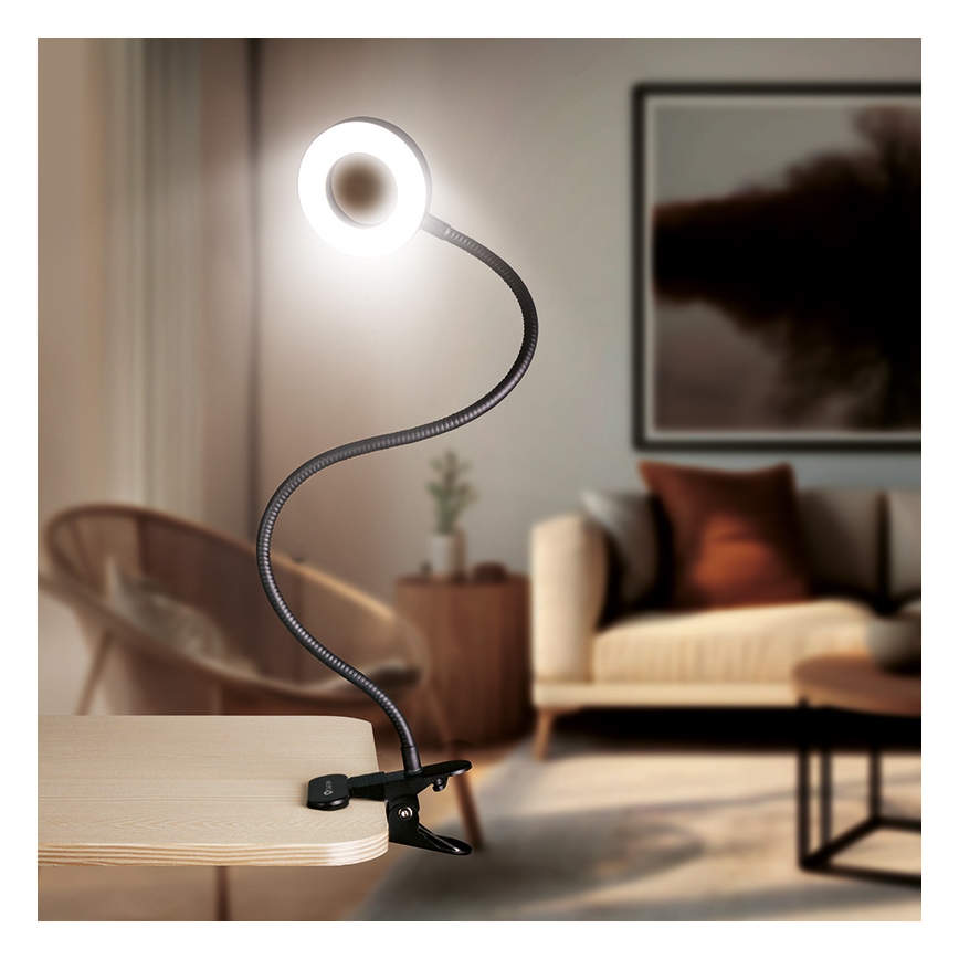 Brilagi -LED Stmívatelná lampa s klipem ORBELA LED/8W/5V 3000/4000/5000K černá