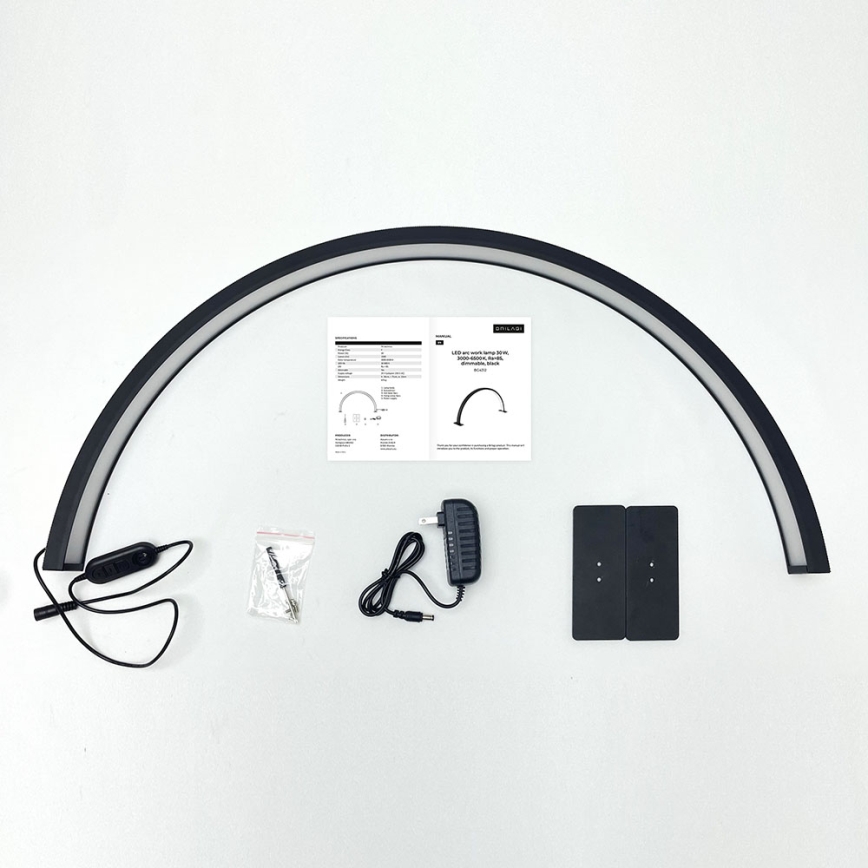 Brilagi - LED Stmívatelná oblouková stolní lampa RADIO LED/30W/24/230V 3000/4000/6500K černá