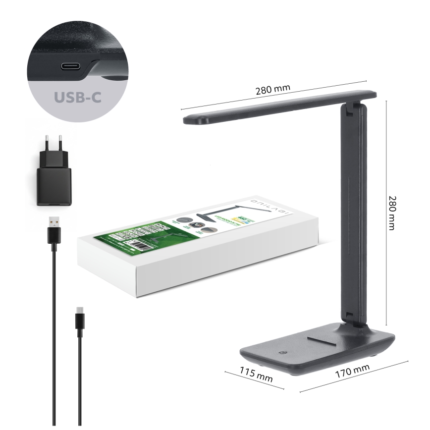Brilagi -LED Stmívatelná stolní lampa MODO LED/7W/230V 3000/4000/6500K antracit
