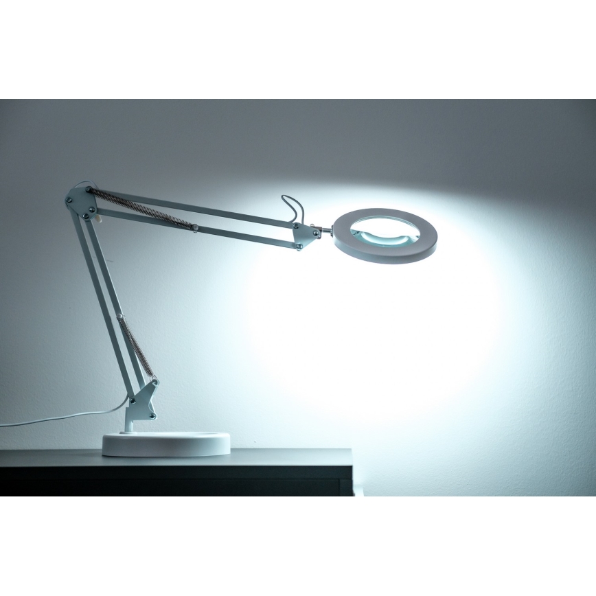 Brilagi - LED Stmívatelná stolní lampa s lupou LENS LED/12W/5V 3000/4200/6000K bílá