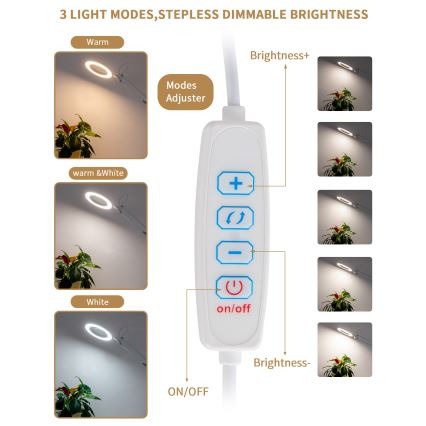 Brilagi - LED Stmívatelná stolní lampa s lupou LENS LED/12W/5V 3000/4200/6000K bílá