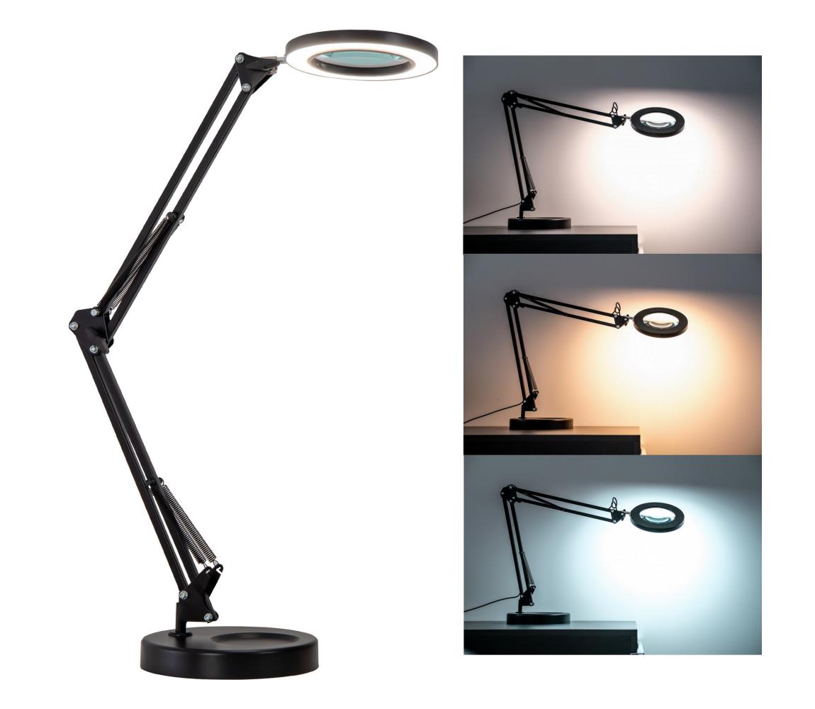 Brilagi Brilagi - LED Stmívatelná stolní lampa s lupou LED/12W/5V 3000/4200/6000K černá BG0616