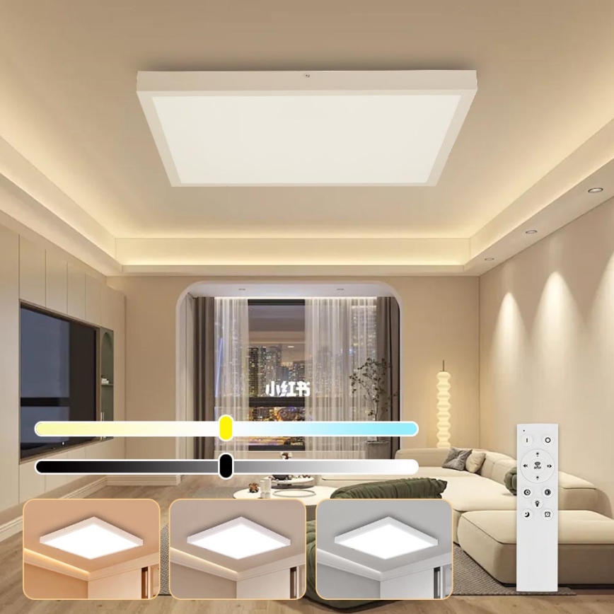 Brilagi - LED Stmívatelné koupelnové stropní svítidlo FRAME SMART LED/50W/230V 60x60 cm 3000-6000K IP44 bílá + dálkové ovládání