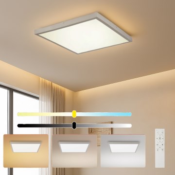Brilagi - LED Stmívatelné koupelnové stropní svítidlo FRAME SMART LED/50W/230V 60x60 cm 3000-6000K IP44 stříbrná + dálkové ovládání