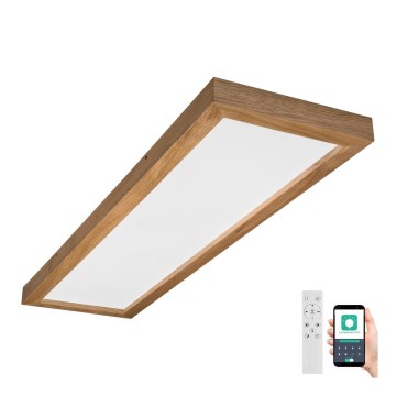 Brilagi - LED Stmívatelné koupelnové stropní svítidlo WOODY FRAME LED/50W/230V dub 120x30 cm 3000-6000K IP44 + dálkové ovládání