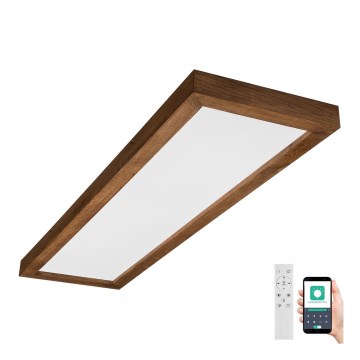 Brilagi - LED Stmívatelné koupelnové stropní svítidlo WOODY FRAME LED/50W/230V dub třešeň 120x30 cm 3000-6000K IP44 + dálkové ovládání