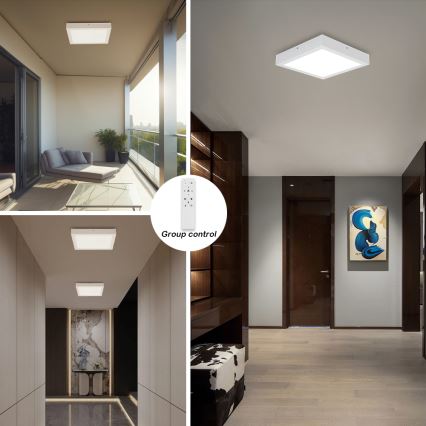 Brilagi - LED Stmívatelné koupelnové stropní svítidlo FRAME SMART LED/24W/230V 30x30 cm 3000-6000K IP44 bílá + dálkové ovládání