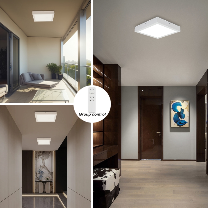 Brilagi - LED Stmívatelné koupelnové stropní svítidlo FRAME SMART LED/24W/230V 30x30 cm 3000-6000K IP44 bílá + dálkové ovládání