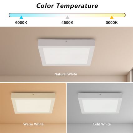 Brilagi - LED Stmívatelné koupelnové stropní svítidlo FRAME SMART LED/24W/230V 30x30 cm 3000-6000K IP44 bílá + dálkové ovládání