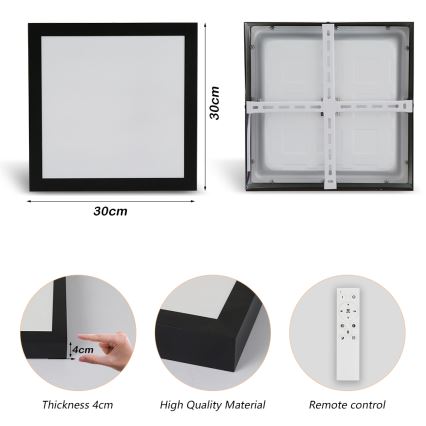 Brilagi - LED Stmívatelné koupelnové stropní svítidlo FRAME SMART LED/24W/230V 3000-6000K IP44 černá + dálkové ovládání