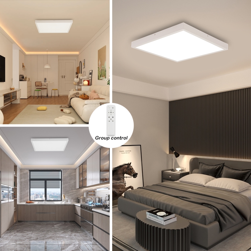 Brilagi - LED Stmívatelné koupelnové stropní svítidlo FRAME SMART LED/50W/230V 60x60 cm 3000-6000K IP44 bílá + dálkové ovládání