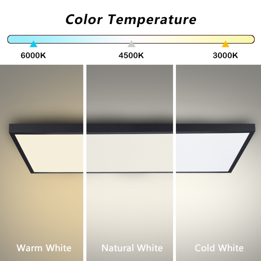 Brilagi - LED Stmívatelné koupelnové stropní svítidlo FRAME SMART LED/96W/230V 120x60 cm 3000-6000K IP44 černá + dálkové ovládání