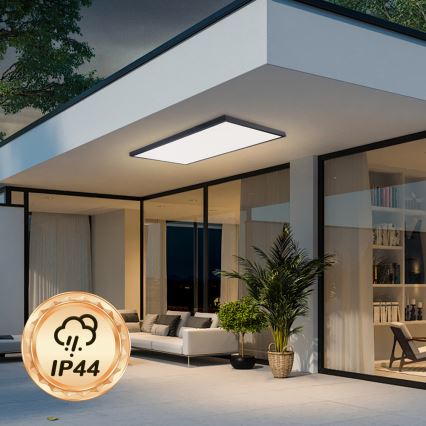 Brilagi - LED Stmívatelné koupelnové stropní svítidlo FRAME SMART LED/96W/230V 120x60 cm 3000-6000K IP44 černá + dálkové ovládání