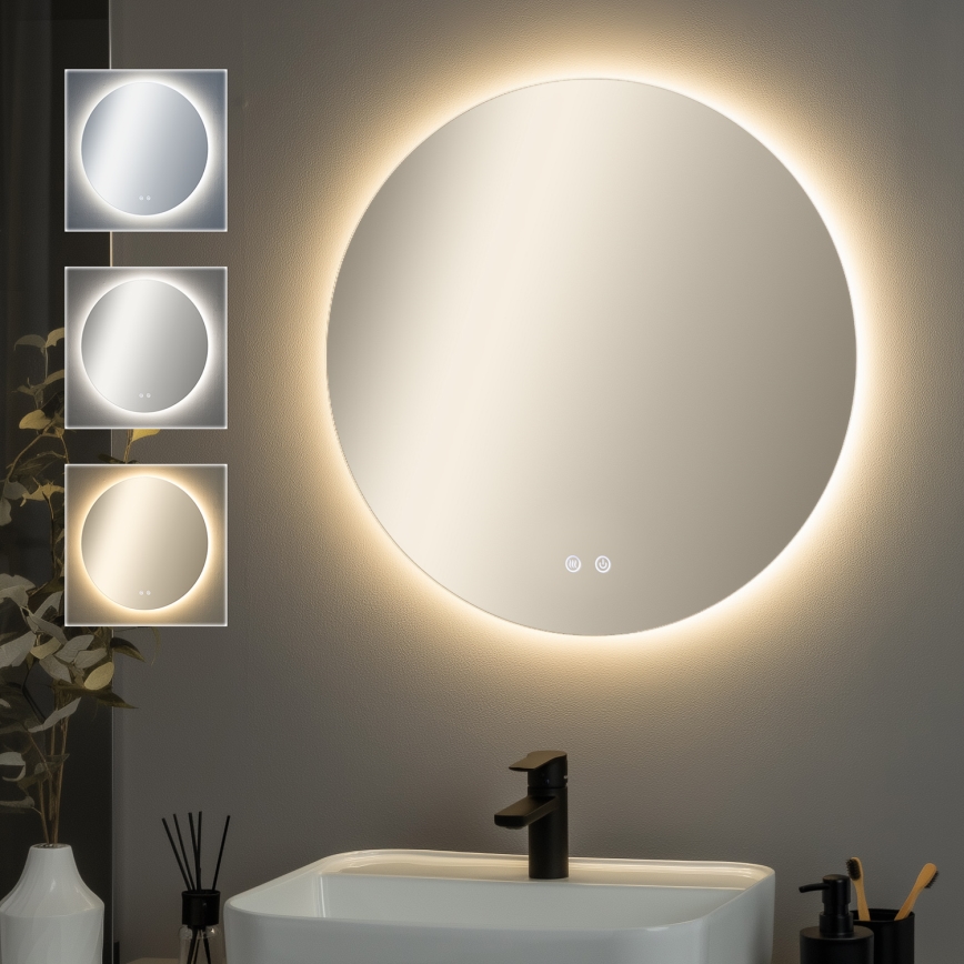 Brilagi - LED Stmívatelné koupelnové vyhřívané zrcadlo s podsvícením DEMI PRO LED/20W/230V pr. 60 cm 3000/4000/6500K IP44