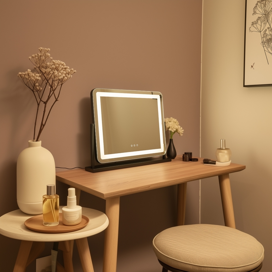 BRILAGI - LED Stmívatelné make-up zrcadlo CALIFORNIA LED/25W/230V 3000/4000/6500K 55x44 cm černá