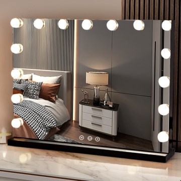 Brilagi - LED Stmívatelné make-up zrcadlo HOLLYWOOD LED/15W/230V 3000/4000/6500K černá