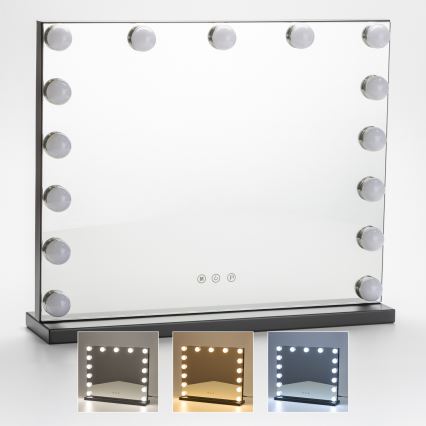 Brilagi - LED Stmívatelné make-up zrcadlo HOLLYWOOD LED/15W/230V 3000/4000/6500K černá
