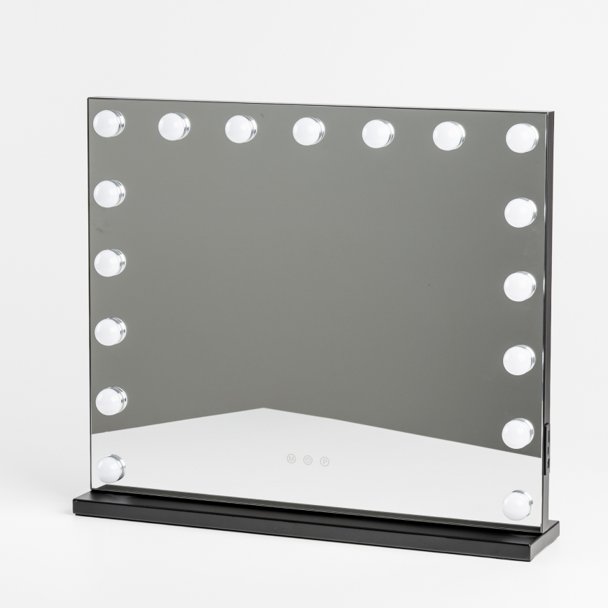 BRILAGI - LED Stmívatelné make-up zrcadlo HOLLYWOOD LED/15W/230V CCT + 2x USB 60x50 cm černá