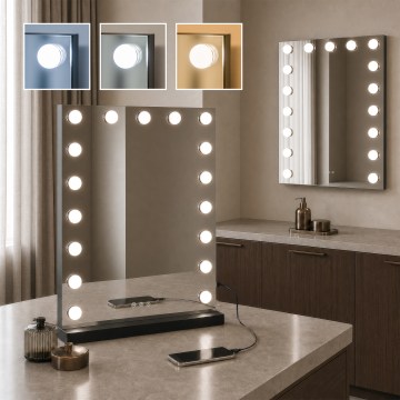 BRILAGI - LED Stmívatelné make-up zrcadlo HOLLYWOOD LED/15W/230V CCT + 2x USB 55x77 cm černá