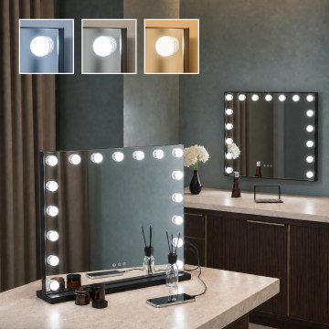 BRILAGI - LED Stmívatelné make-up zrcadlo HOLLYWOOD LED/15W/230V CCT + 2x USB 60x50 cm černá