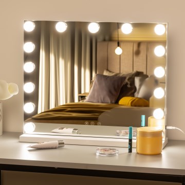 BRILAGI - LED Stmívatelné make-up zrcadlo HOLLYWOOD LED/15W/230V CCT + USB bílá