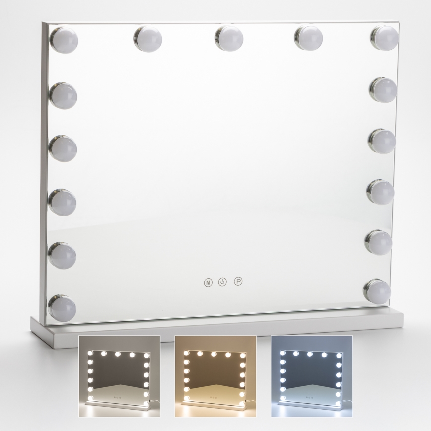 BRILAGI - LED Stmívatelné make-up zrcadlo HOLLYWOOD LED/15W/230V CCT + USB bílá