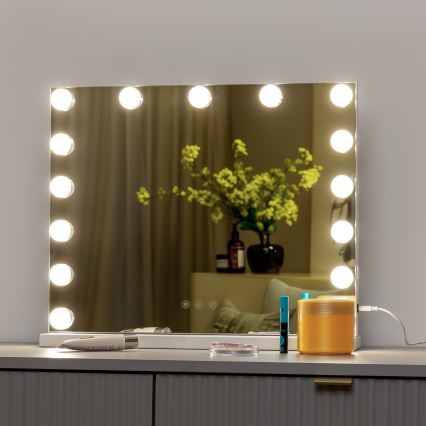 BRILAGI - LED Stmívatelné make-up zrcadlo HOLLYWOOD LED/15W/230V CCT + USB bílá