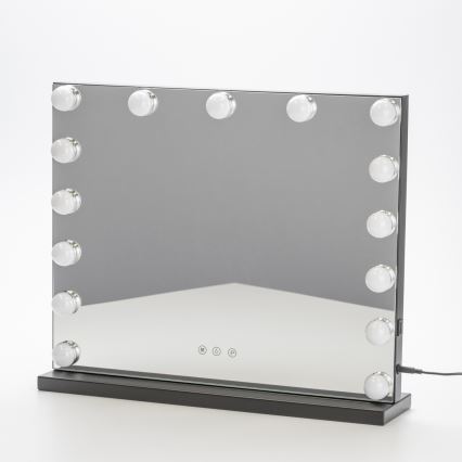 BRILAGI - LED Stmívatelné make-up zrcadlo HOLLYWOOD LED/15W/230V CCT + USB černá