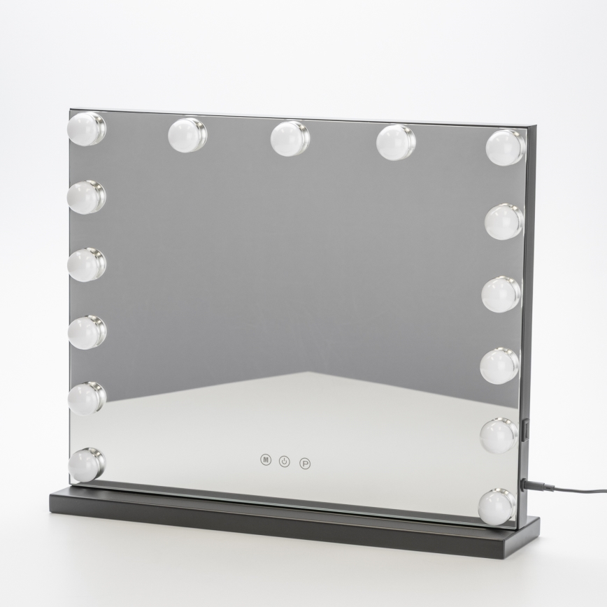 BRILAGI - LED Stmívatelné make-up zrcadlo HOLLYWOOD LED/15W/230V CCT + USB černá