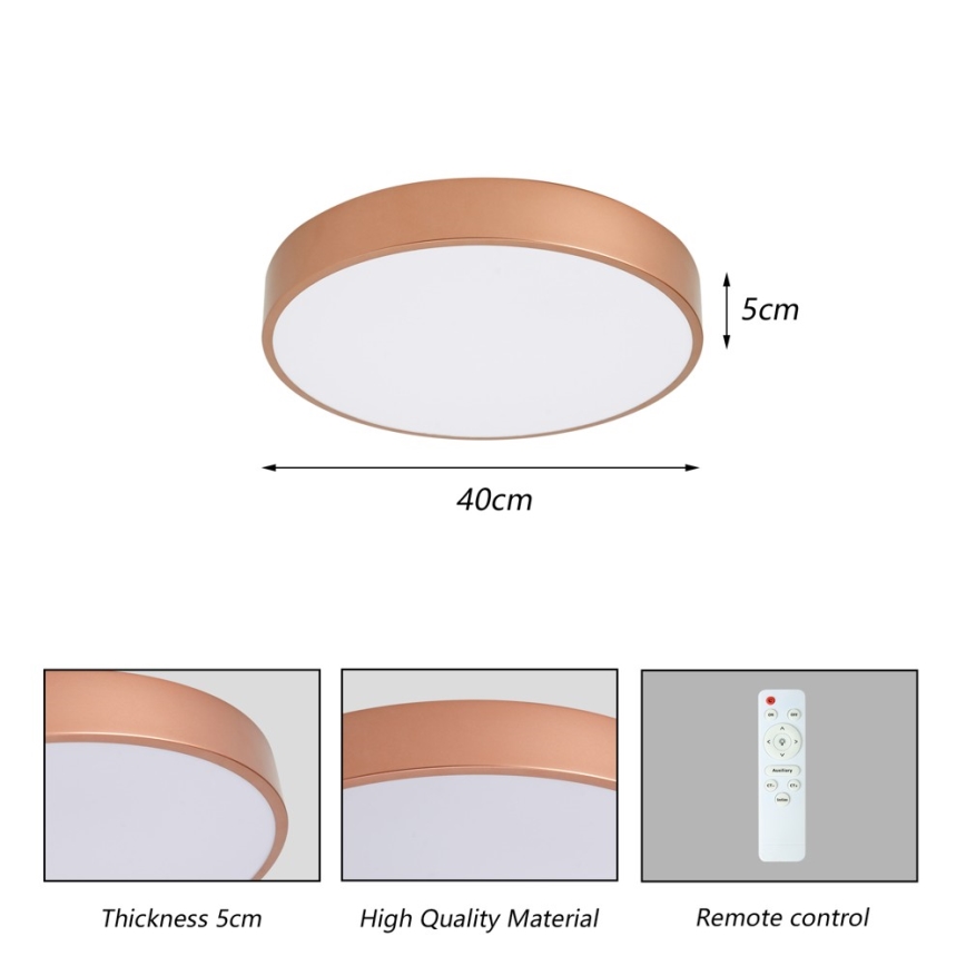 Brilagi - LED Stmívatelné stropní svítidlo POOL LED/48W/230V 3000-6000K pr. 40 cm bronzová + dálkové ovládání