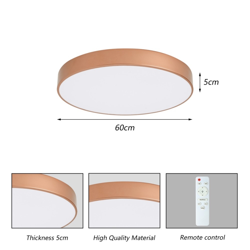 Brilagi - LED Stmívatelné stropní svítidlo POOL LED/60W/230V 3000-6000K pr. 60 cm bronzová + dálkové ovládání