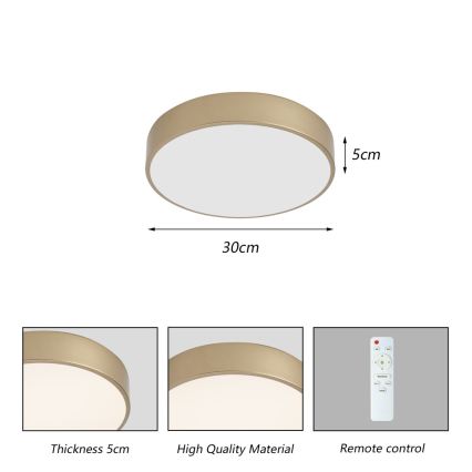 Brilagi - LED Stmívatelné stropní svítidlo POOL LED/36W/230V 3000-6000K pr. 30 cm zlatá + dálkové ovládání