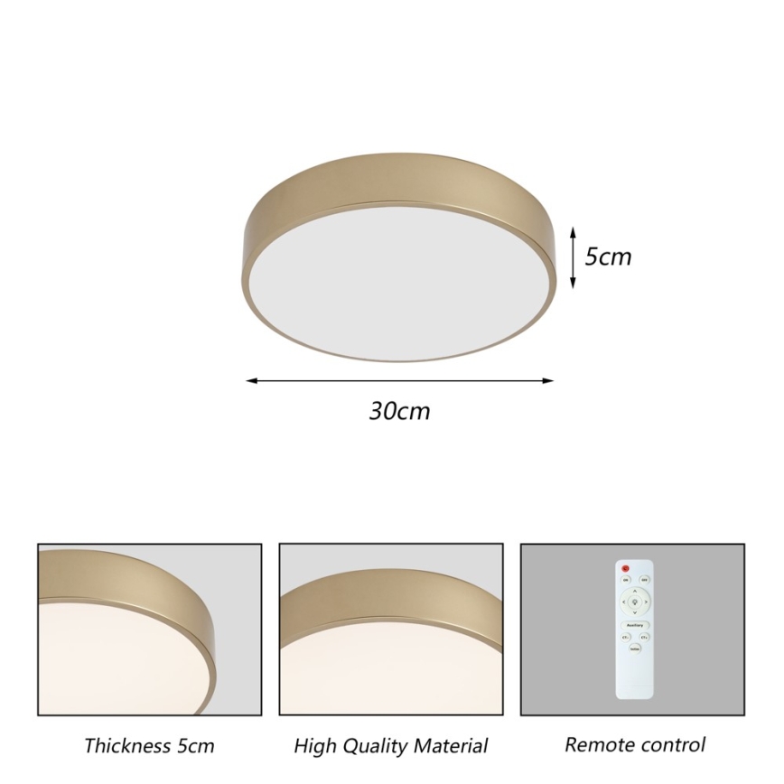 Brilagi - LED Stmívatelné stropní svítidlo POOL LED/36W/230V 3000-6000K pr. 30 cm zlatá + dálkové ovládání
