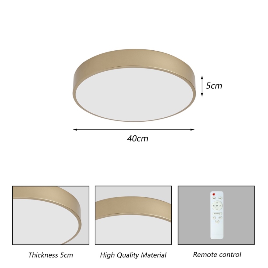 Brilagi - LED Stmívatelné stropní svítidlo POOL LED/48W/230V 3000-6000K pr. 40 cm zlatá + dálkové ovládání