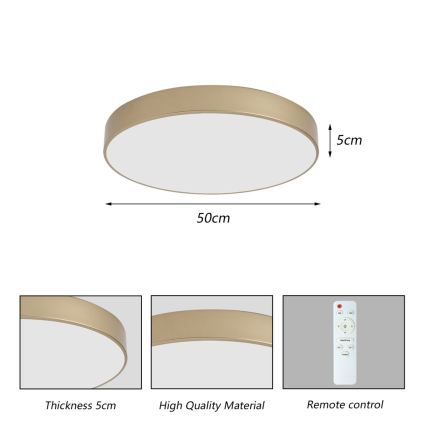 Brilagi - LED Stmívatelné stropní svítidlo POOL LED/60W/230V 3000-6000K pr. 50 cm zlatá + dálkové ovládání