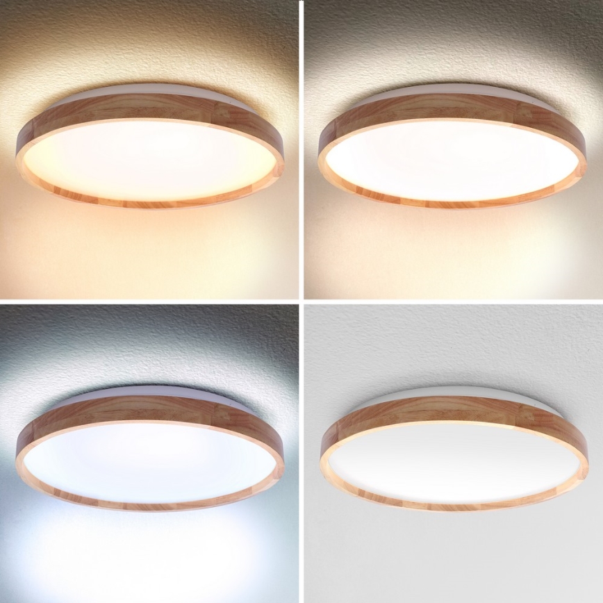 Brilagi - LED Stmívatelné stropní svítidlo ALSON LED/48W/230V 3000-6500K dub pr. 39,5 cm + dálkové ovládání