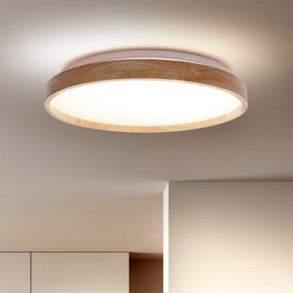 Brilagi - LED Stmívatelné stropní svítidlo ALSON LED/48W/230V 3000-6500K dub pr. 39,5 cm + dálkové ovládání