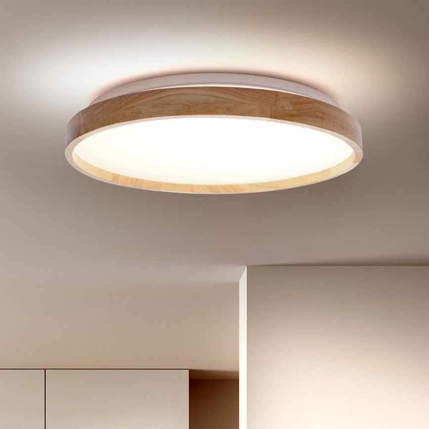 Brilagi - LED Stmívatelné stropní svítidlo ALSON LED/48W/230V 3000-6500K dub pr. 39,5 cm + dálkové ovládání