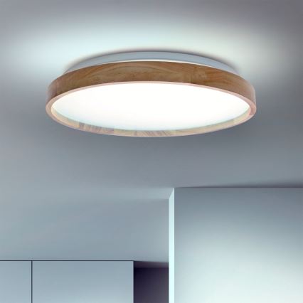 Brilagi - LED Stmívatelné stropní svítidlo ALSON LED/48W/230V 3000-6500K dub pr. 39,5 cm + dálkové ovládání