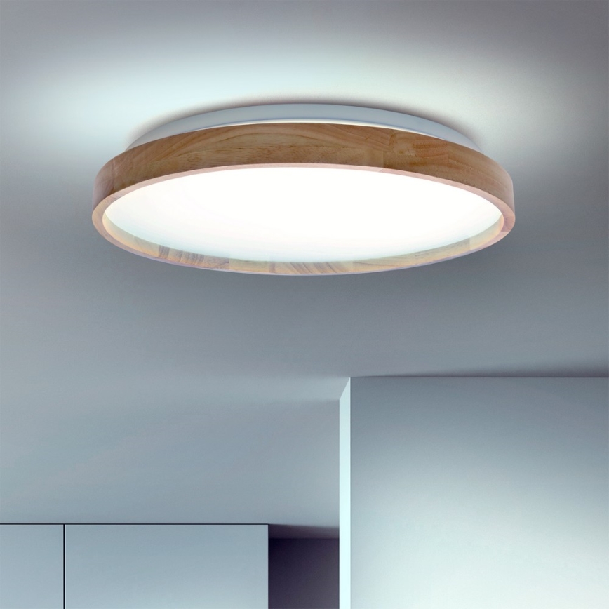 Brilagi - LED Stmívatelné stropní svítidlo ALSON LED/48W/230V 3000-6500K dub pr. 39,5 cm + dálkové ovládání
