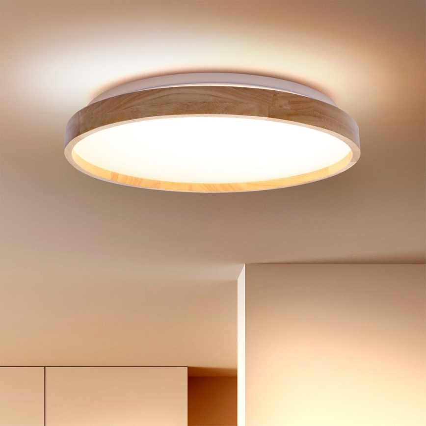 Brilagi - LED Stmívatelné stropní svítidlo ALSON LED/48W/230V 3000-6500K dub pr. 39,5 cm + dálkové ovládání
