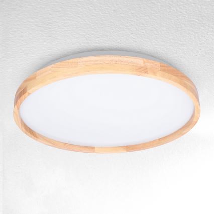 Brilagi - LED Stmívatelné stropní svítidlo ALSON LED/48W/230V 3000-6500K dub pr. 39,5 cm + dálkové ovládání
