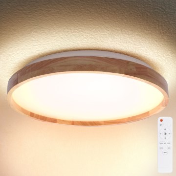 Brilagi - LED Stmívatelné stropní svítidlo ALSON LED/72W/230V 3000-6500K dub pr. 78 cm + dálkové ovládání