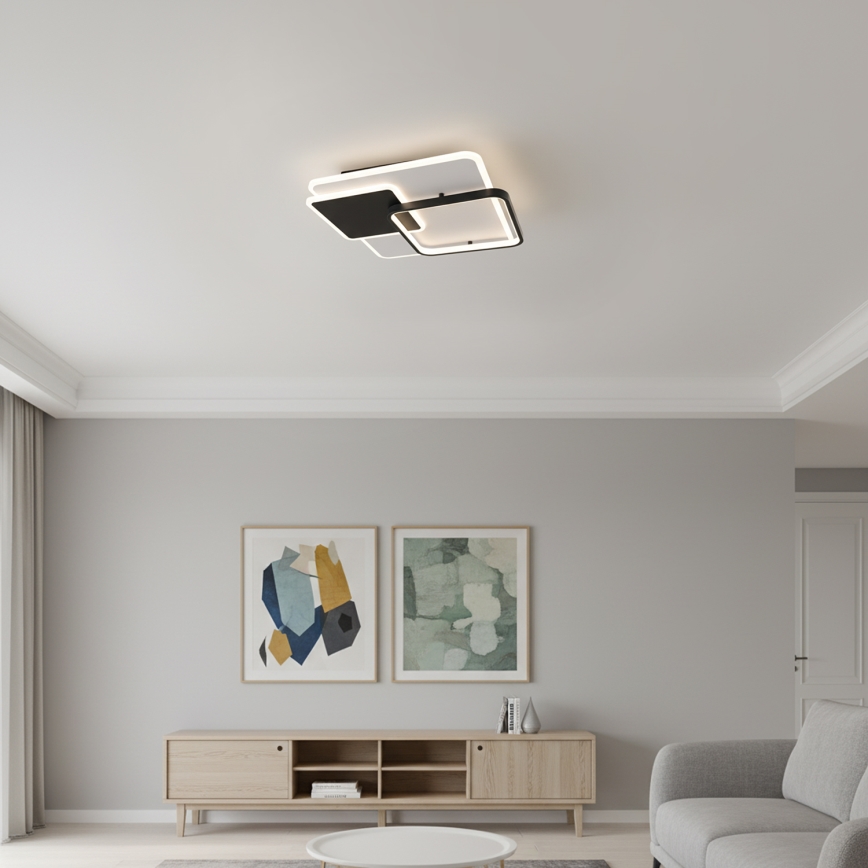 Brilagi - LED Stmívatelné stropní svítidlo FLARE LED/64W/230V 3000-6000K 45x45 cm bílá/černá + dálkové ovládání