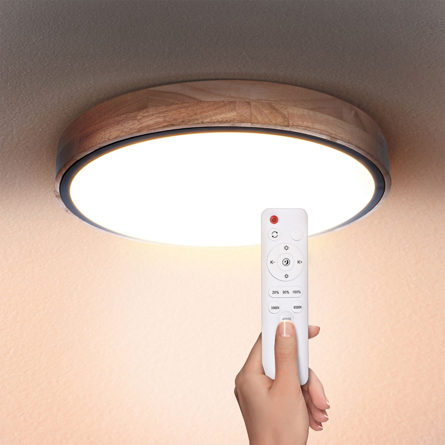 Brilagi - LED Stmívatelné stropní svítidlo GLORIA LED/48W/230V 3000-6500K dub pr. 40 cm + dálkové ovládání