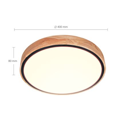 Brilagi - LED Stmívatelné stropní svítidlo GLORIA LED/48W/230V 3000-6500K dub pr. 40 cm + dálkové ovládání