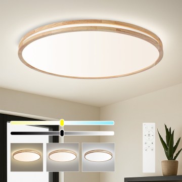 Brilagi - LED Stmívatelné stropní svítidlo MOLINA LED/128W/230V 3000-6000K dub pr. 100 cm + dálkové ovládání