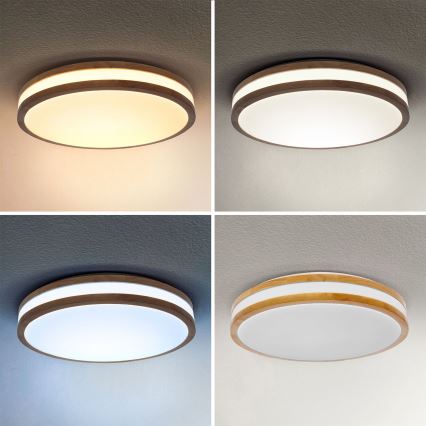 Brilagi - LED Stmívatelné stropní svítidlo MOLINA LED/48W/230V 3000-6500K dub pr. 38 cm + dálkové ovládání