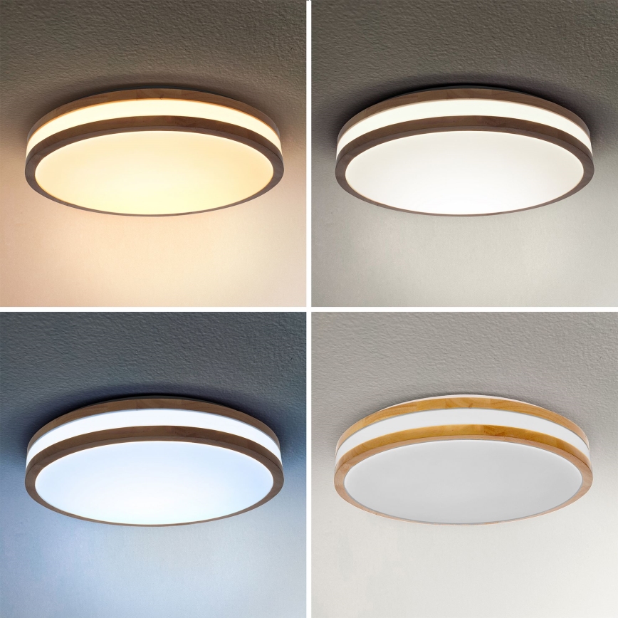 Brilagi - LED Stmívatelné stropní svítidlo MOLINA LED/48W/230V 3000-6500K dub pr. 38 cm + dálkové ovládání