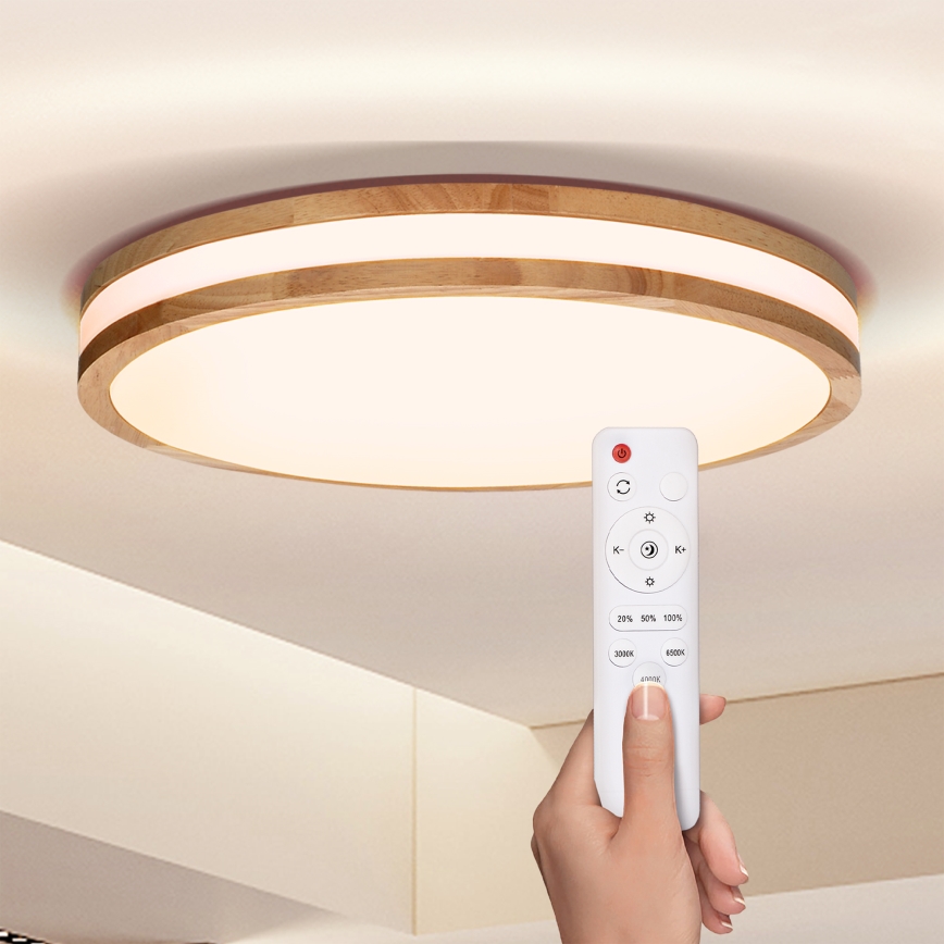 Brilagi - LED Stmívatelné stropní svítidlo MOLINA LED/48W/230V 3000-6500K dub pr. 38 cm + dálkové ovládání